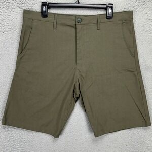 MTailor Mens Khakis Shorts 36X10 Olive Green Flat Front Casual Stretch Pockets